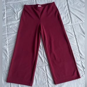 Loft Petites burgundy wide leg elastic waist pant size SP